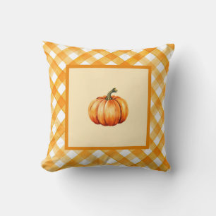 Bauernhof Pumpkin Orange Karierte gemütliche Herbs Kissen