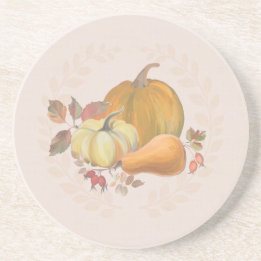 Bauernhof Pumpkins Stone Untersetzer (in Creme)