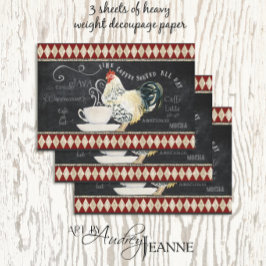 Bauernhof Rooster Kaffeeküche Chalk Decoupage Geschenkpapier Set