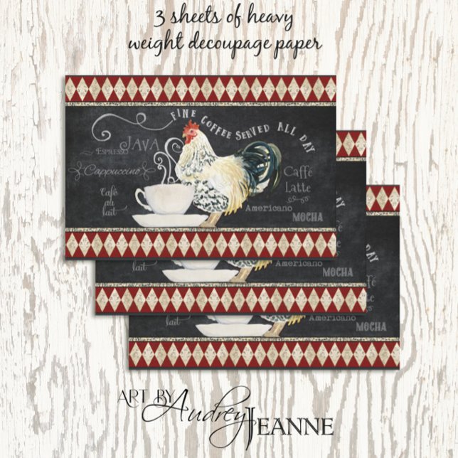 Bauernhof Rooster Kaffeeküche Chalk Decoupage Geschenkpapier Set (Von Creator hochgeladen)