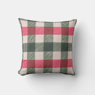 Bauernhof Rot und Grün Gingham Kissen