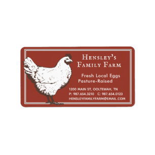 Bauernhof Roter Vintager Hühner Etikett Adressaufkleber