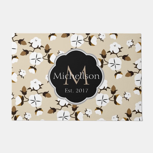 Bauernhof Rustikale Baumwolle Blume und Familienna Fußmatte (Vorderseite)