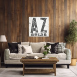 Bauernhof Rustikaler Staat Zip Code Arizona Leinwanddruck<br><div class="desc">Dieses rustikale Schild ist eine einfache Möglichkeit,  Ihre Liebe für Zuhause anzuzeigen. Die Postleitzahl kann mit jeder beliebigen Postleitzahl im Staat personalisiert werden. Macht ein großartiges Geschenk. Erstellt von der einfachen Farmhouse Press.</div>
