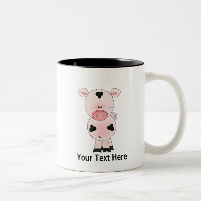 Bauernhof-Schwein (personalisiert) Zweifarbige Tasse (Rechts)