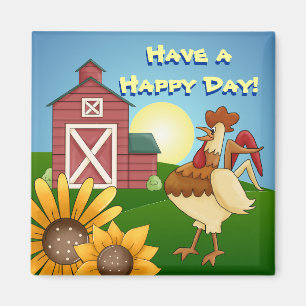 Bauernhof-Sonnenblume-Hahn-Magnet Magnet