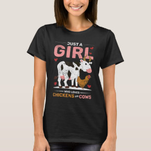Bauernhof Tier  Kuh  Bauernmädchen Frauen Huhn T-Shirt