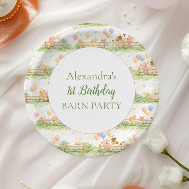 Bauernhof Tiere 1. Geburtstag Pappteller (Von Creator hochgeladen)