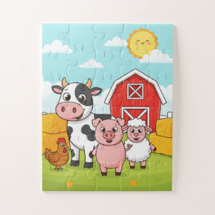 Bauernhof-Tiere Kinderpuzzle Hübsche Kuh Schwein Puzzle