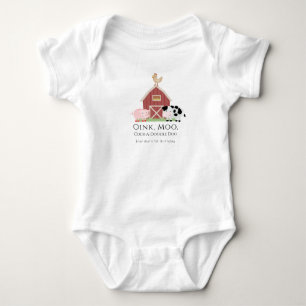Bauernhof-Tiere Scheune 1. Geburtstag Baby-Body Baby Strampler