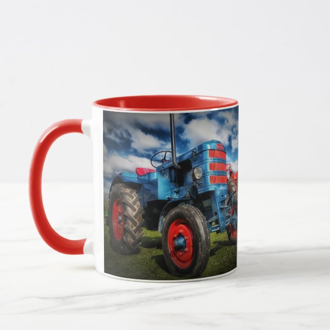 Bauernhof-Traktor-blaues Tasse (Links)