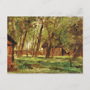 Bauernhof unter Bäumen Postkarte