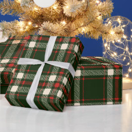 Bauernhof Vintag dunkelgrünes Creme kariert niedli Geschenkpapier