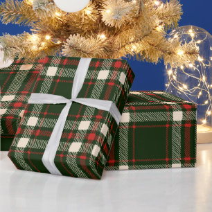 Bauernhof Vintag dunkelgrünes Creme kariert niedli Geschenkpapier