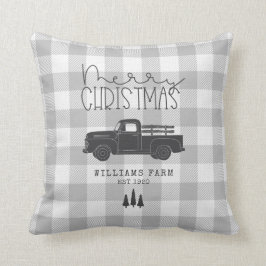 Bauernhof Vintag Truck Gray Buffalo Karo Name Kissen