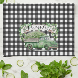 Bauernhof | Vintager grüner LKW | PERSONALISIERT Geschirrtuch