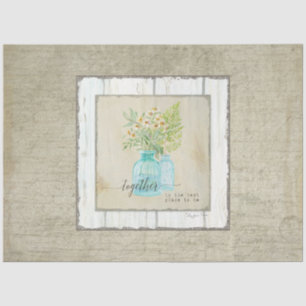 Bauernhof Wasserfarbenflora Rustikales Holz Decoup Seidenpapier