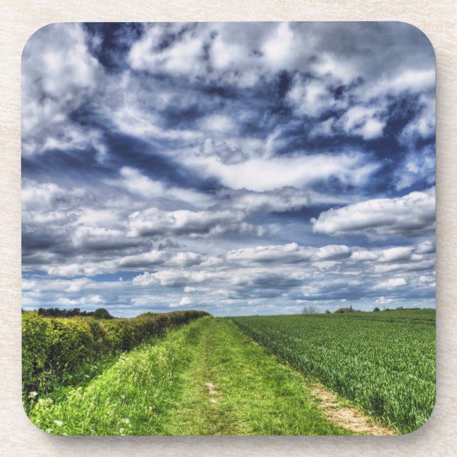 Bauernhof-Weg Skyscape HDR Untersetzer (Vorderseite)