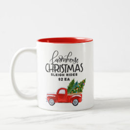 Bauernhof Weihnachten Farbe Roter LKW Zweifarbige Tasse