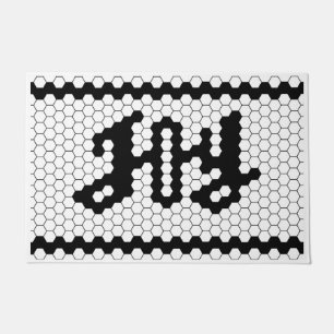 Bauernhof Weihnachten Joy Imitate Tile Black and W Fußmatte