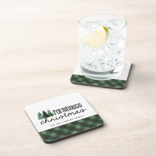Bauernhof Weihnachten Kariert Familienname Unterse Getränkeuntersetzer