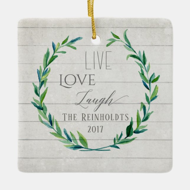 Bauernhof Weihnachten Wasserfarben Wraath w Foto Keramikornament (Vorderseite)