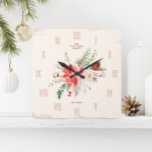 Bauernhof Weihnachten Winter Poinsettia Rustikal Quadratische Wanduhr<br><div class="desc">Erhöhen Sie Ihre Wohngestaltung mit unserer Vintagen Wintermauer-Uhr. Dieses exquisite Uhrwerk verbindet rustikalen Bauerncharme mit zeitloser Eleganz und bietet ein Vintages, bedrücktes Farbenlook, das jedem Raum Charakter und Wärme verleiht. Die quadratische Uhr mit zartem Aquarell, Kiefer und Wintergrün verziert, spiegelt den Kern der Saison wider. Die römischen Ziffern verleihen dem...</div>