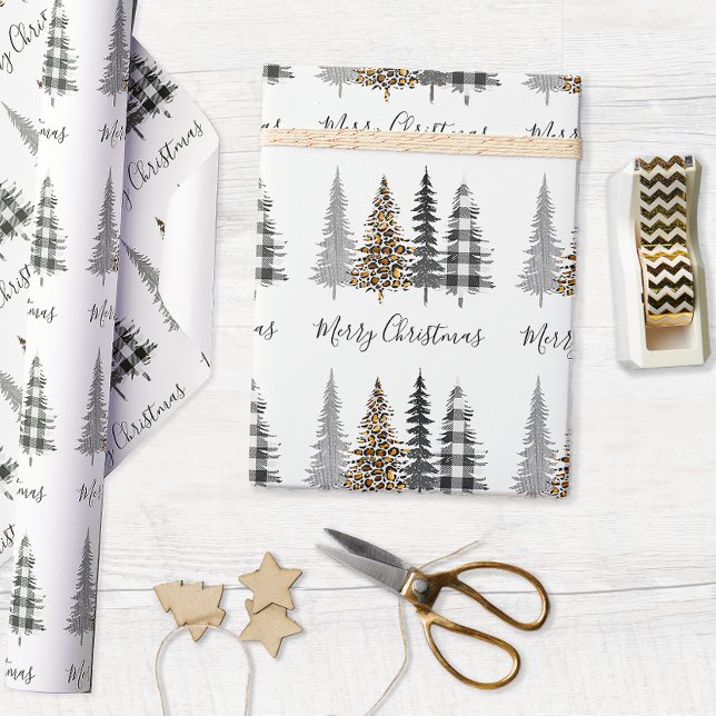 Bauernhof Weihnachtsbaumen Geschenkpapier (Glam Farmhouse Christmas Wrapping Paper)
