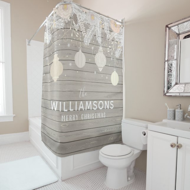 Bauernhof Weihnachtsbaumholz Pine Familienname Duschvorhang (Beispiel)