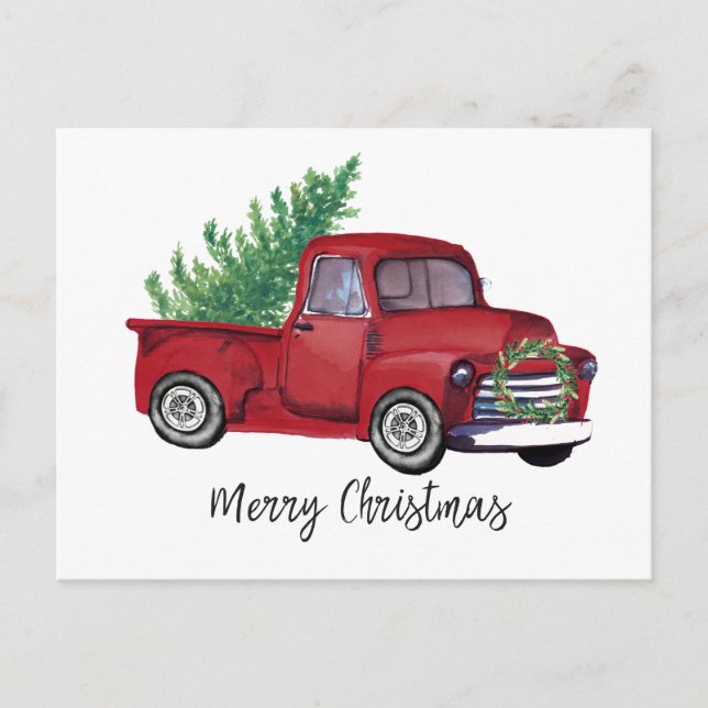 Bauernhof Weihnachtswasserroter LKW Postkarte (Vorderseite)