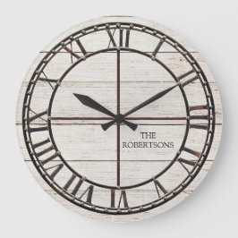 Bauernhof Weiße Werft Holz Rustikale Landschaft Ku Große Wanduhr
