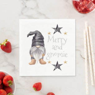 Bauernhof Winter Wasserfarbe Gnome Weihnachten Serviette