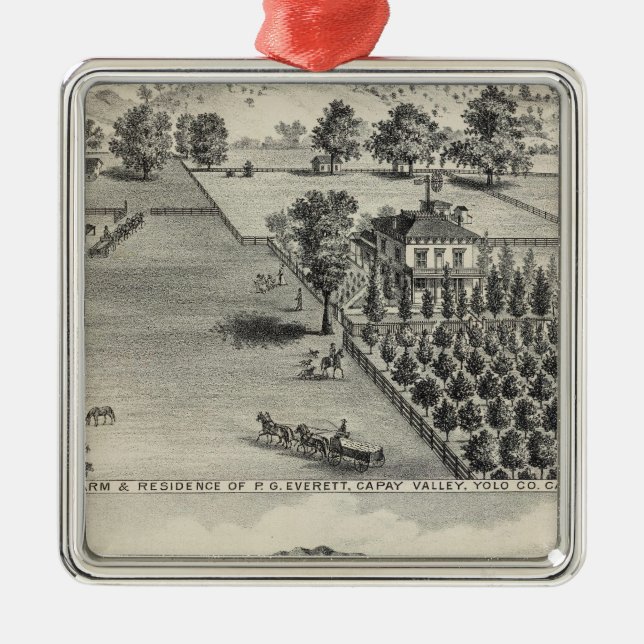 Bauernhöfe, Capay Tal, Madison Silbernes Ornament (Vorne)