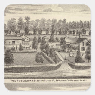 Bauernhöfe und Wohnsitze von WR Blodgett u. Quadratischer Aufkleber