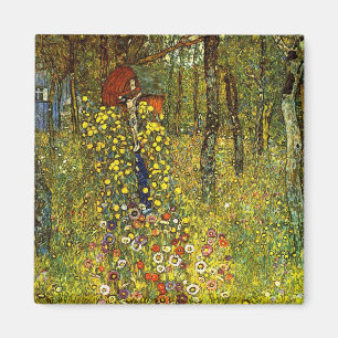Bauernhofgarten mit Kruzifix von Gustav Klimt Magnet