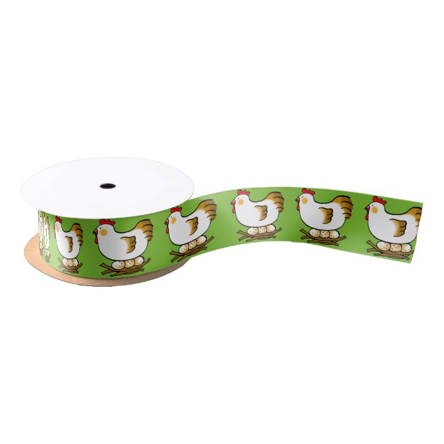 Bauernhofhuhn und -eier satinband (Spule)