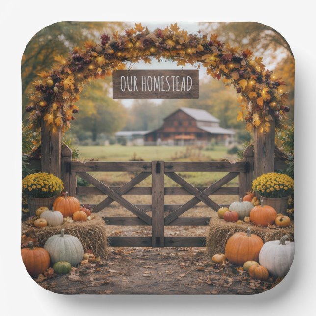 Bauernhofname am Herbsttor Pappteller (Vorderseite)
