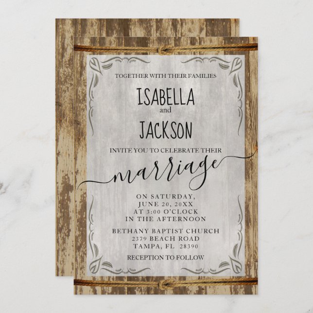 Bauernhofstil Einladung (Vorne/Hinten)