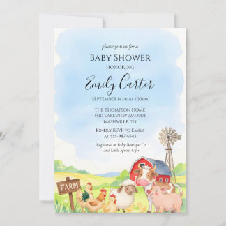 Bauernhoftier-Babyshower-Einladung Einladung