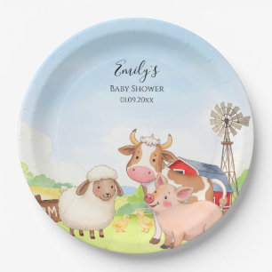 Bauernhoftiere Baby Shower Papier Teller