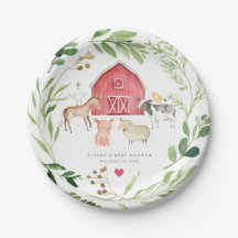 Bauernhoftiere Baby Shower Papierplatten