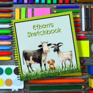 Bauernhoftiere Kinder Personalisiertes Skizzenbuch Notizbuch