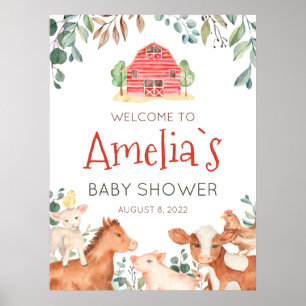 Bauernhoftiere-Parade Willkommen Baby Shower Poster