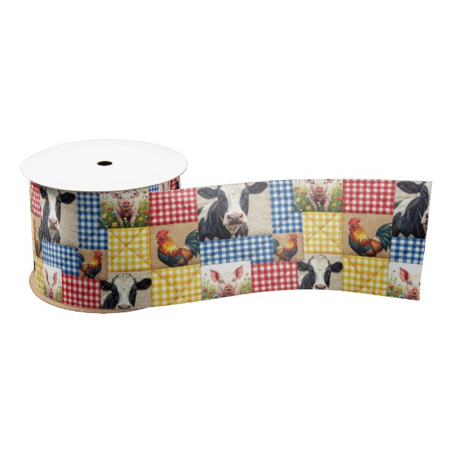 Bauernhoftiere-Quiltmuster Satinband (Spule)