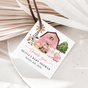 Bauernhoftiere, Süße Tiere, Rosa Scheune, Babypart Geschenkanhänger