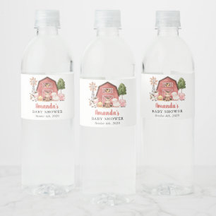 Bauernhoftiere, Süße Tiere, Rote Scheune, Babypart Wasserflaschenetikett