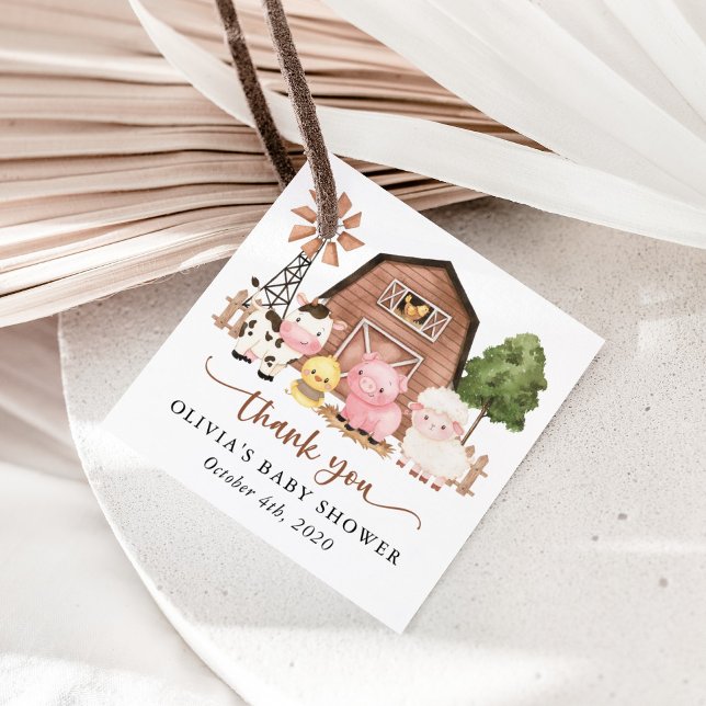 Bauernhoftiere, Süße Tiere, Scheune, Babyparty Geschenkanhänger (Von Creator hochgeladen)