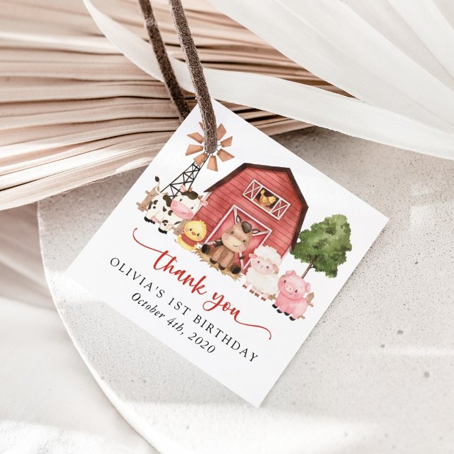 Bauernhoftiere, Süße Tiere, Scheune, Erster Geburt Geschenkanhänger (Von Creator hochgeladen)