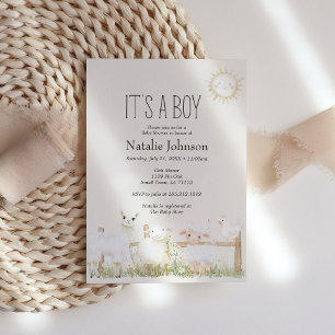 Bauernhoftiere Wiesen Freunde Baby Shower Einladung