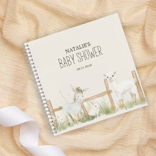 Bauernhoftiere Wiesenfreunde Baby Shower Notizbuch